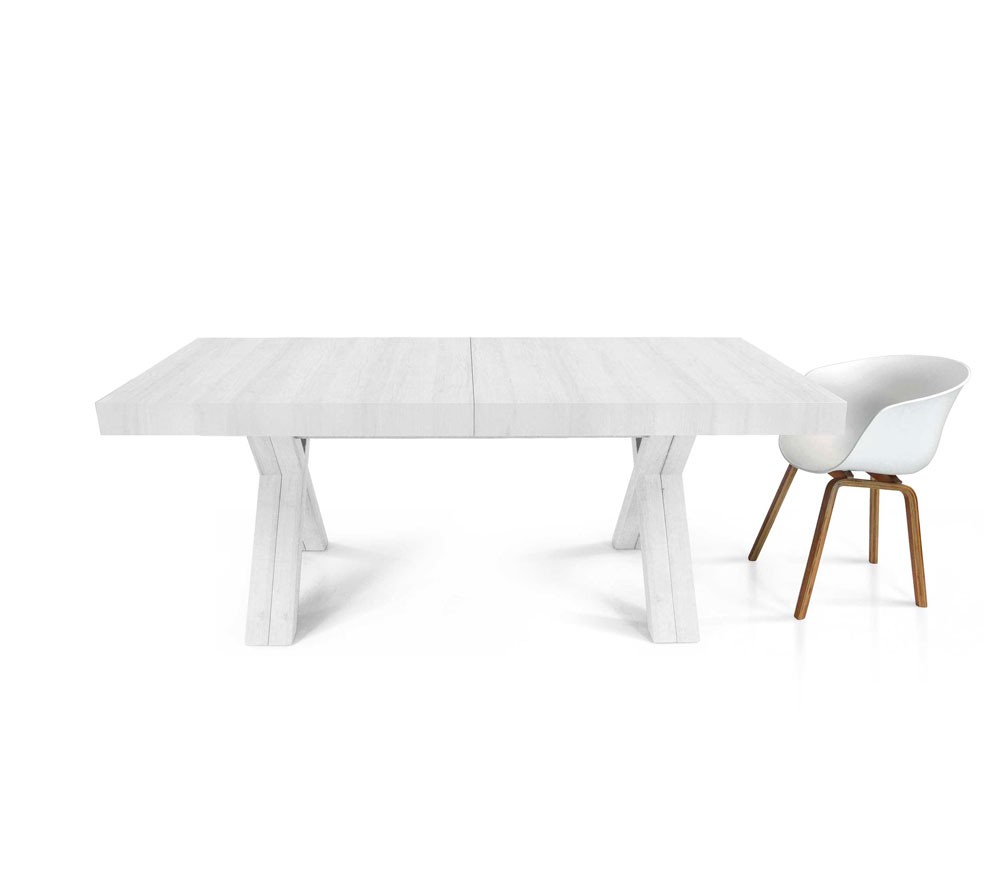 Tavolo in Legno di Rovere Bianco Consumato