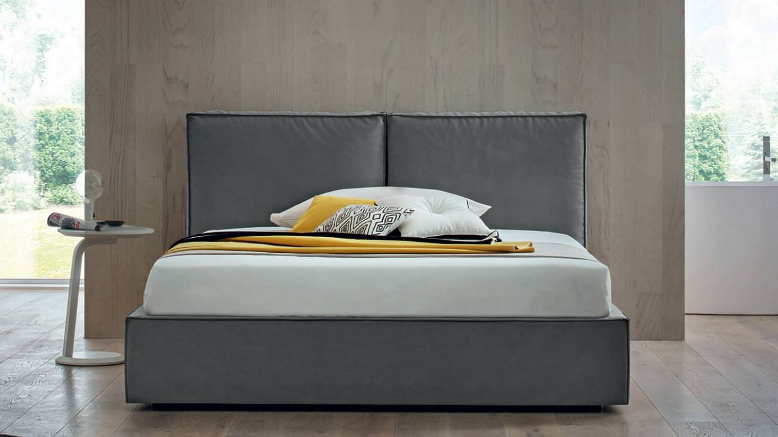 Letto contenitore imbottito testiera moderna minimal Emily Felis