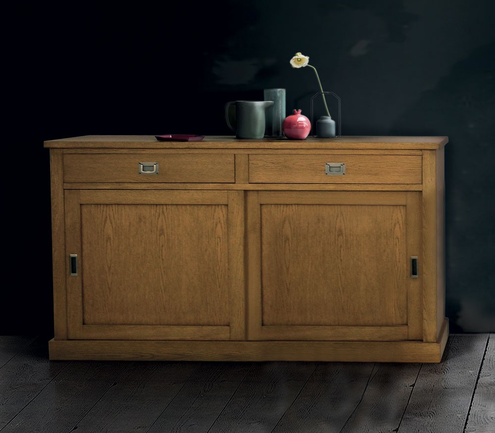 Credenza Legno 2 Ante Scorrevoli 2 Cassetti