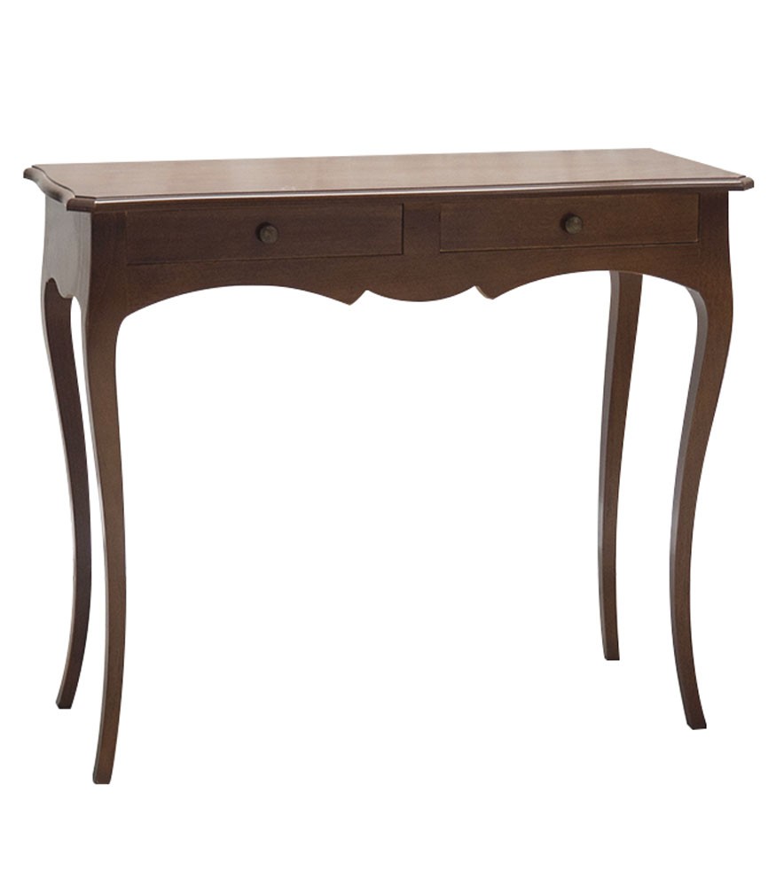 Consolle classica in legno 2 cassetti Noce