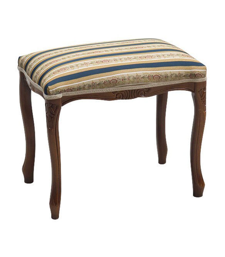 Sgabello Pouff in legno noce scuro imbottito Blu