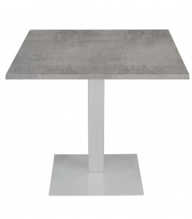 Tavolo da Ristorante Base Quadrata Bianca Piano Cemento