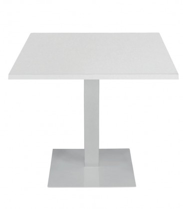Tavolo da Ristorante Base Quadrata Bianca Piano Bianco