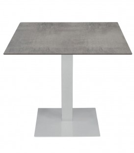 Tavolo da Ristorante Base Quadrata Bianca Piano Cemento in HPL