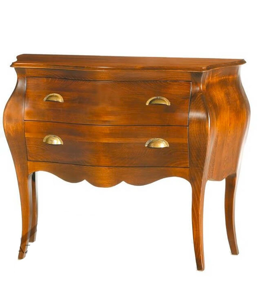 Comò in Legno Bombato 2 Cassetti Noce
