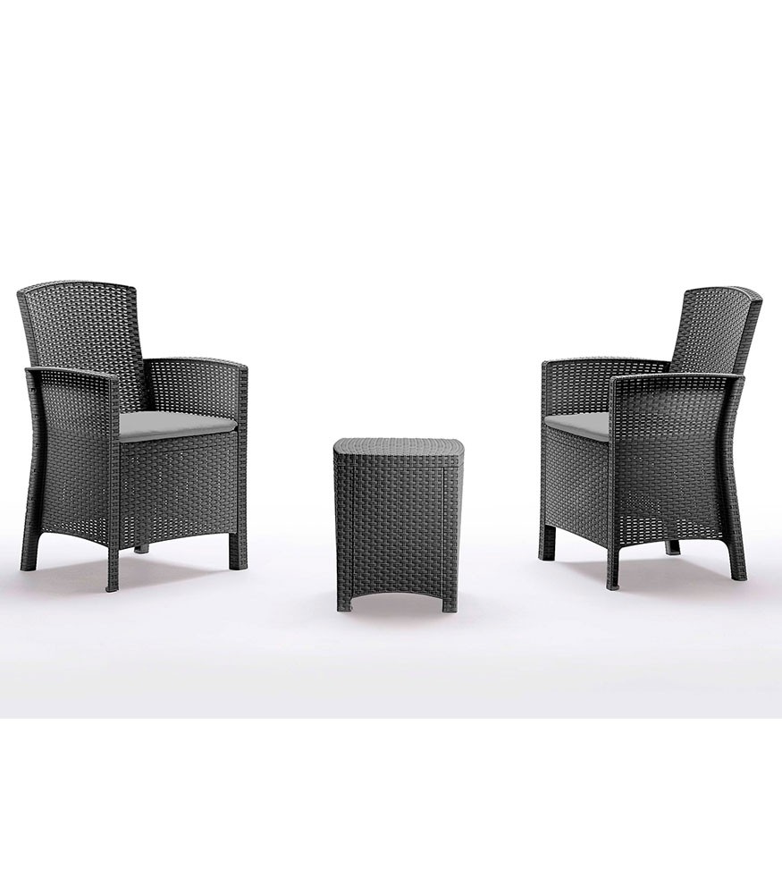 Salotto Set Sofà per Esterno Effetto Rattan in Polipropilene (4 Posti + Tavolino)